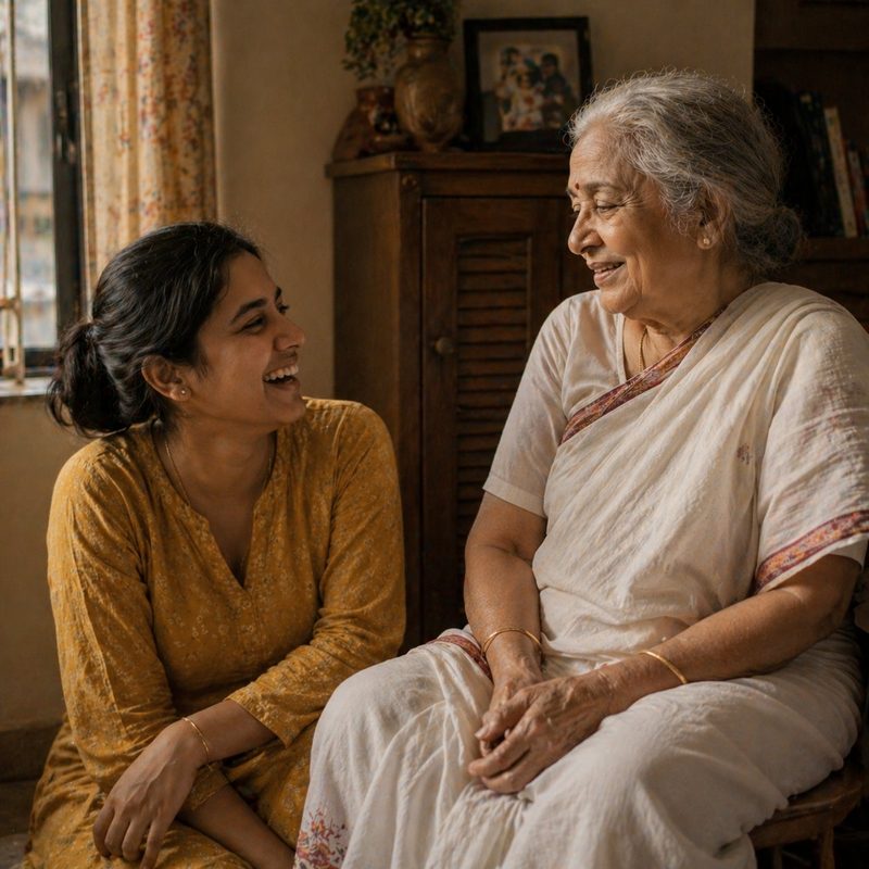 Megha Desai with her grandmother